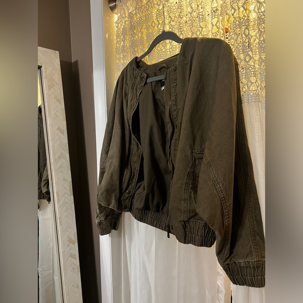 Urban Outfitters: Bomber Jacket: Camo Green: Small